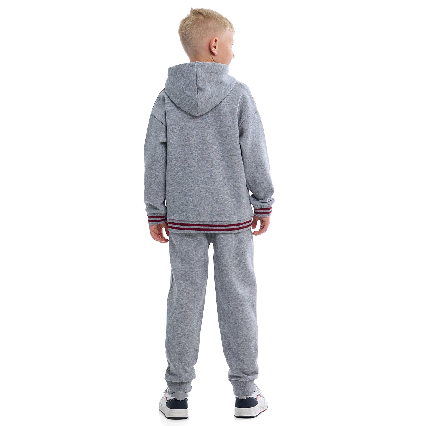Boys Chicago 98 Hoodie Fleece Tracksuit - Grey with Maroon Accents
