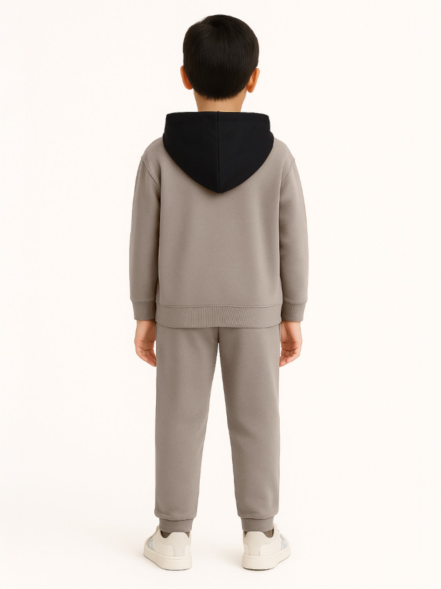 Boys Paris Patch Hoodie Fleece Tracksuit - Beige