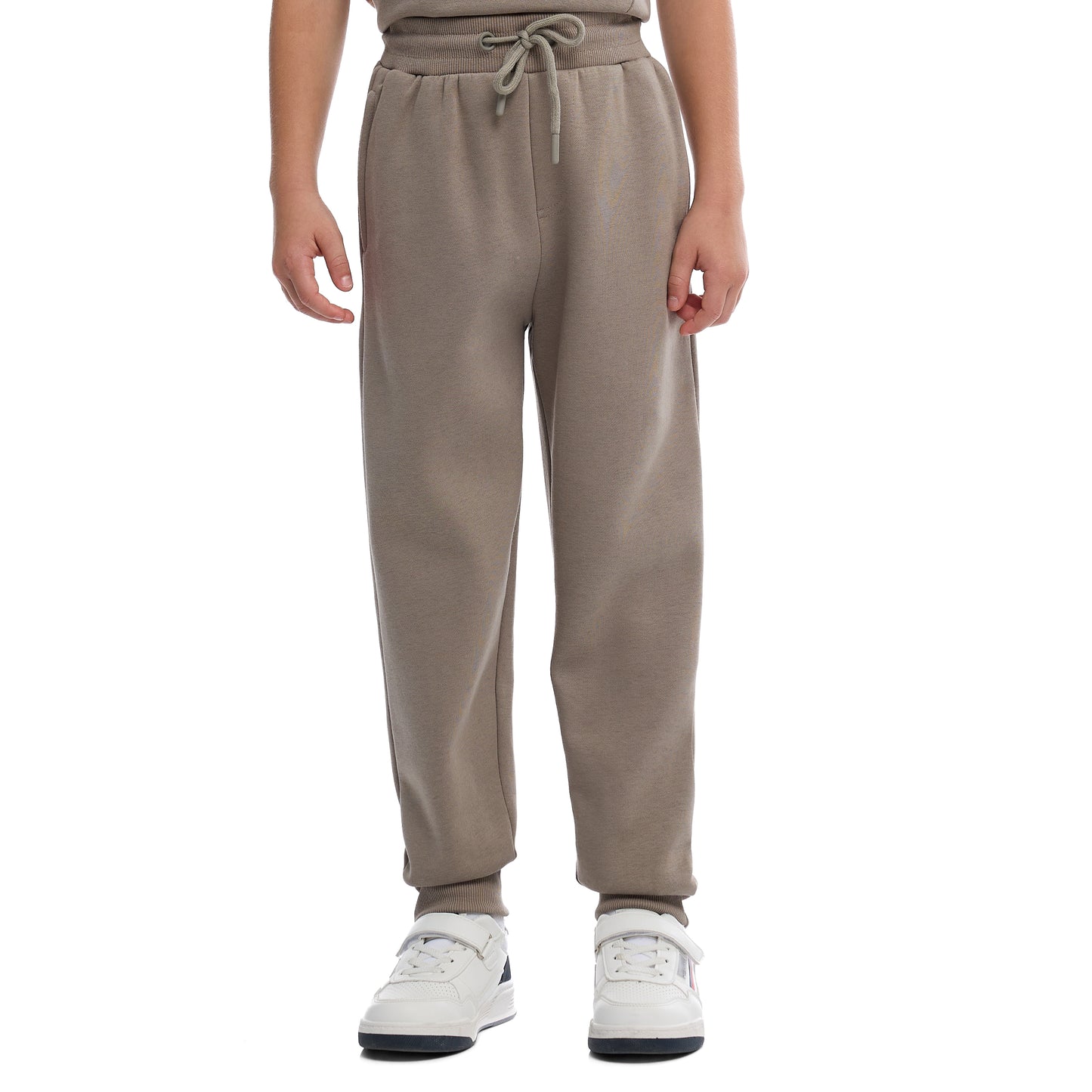 Boys Paris Patch Hoodie Fleece Tracksuit - Beige