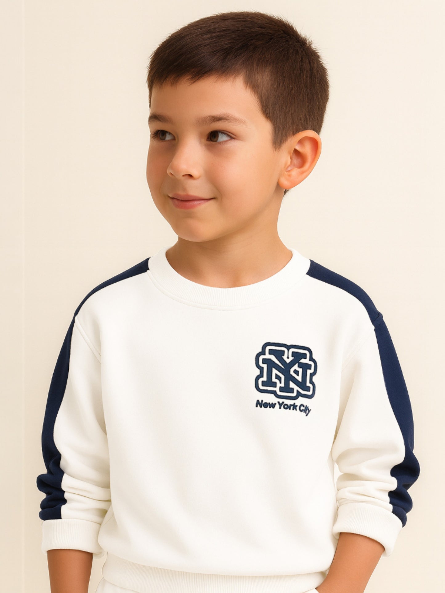 NYC Graphic Boys Sweatshirt & Jogger Set - White & Navy