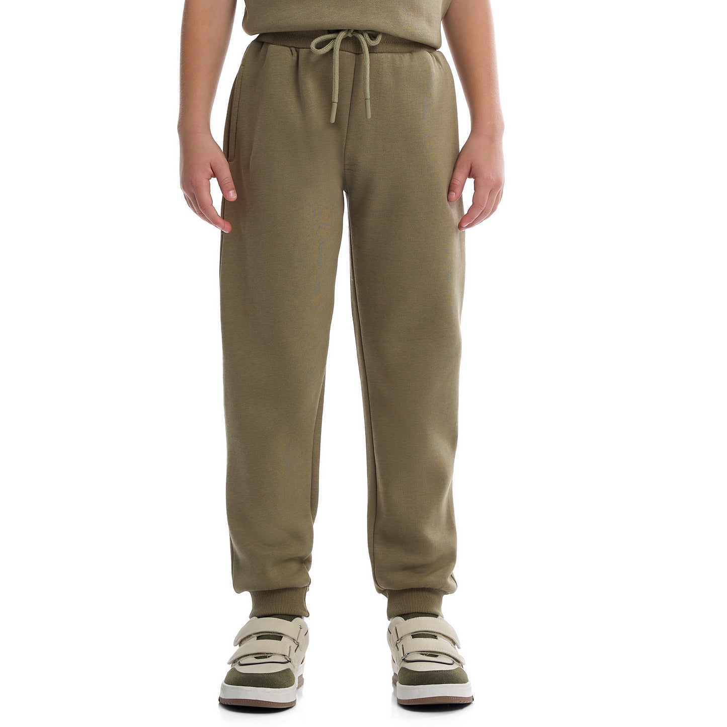 Boys Olive Green Printed Utility Fleece Tracksuit - Sweatshirt with Crossbody Bag Print