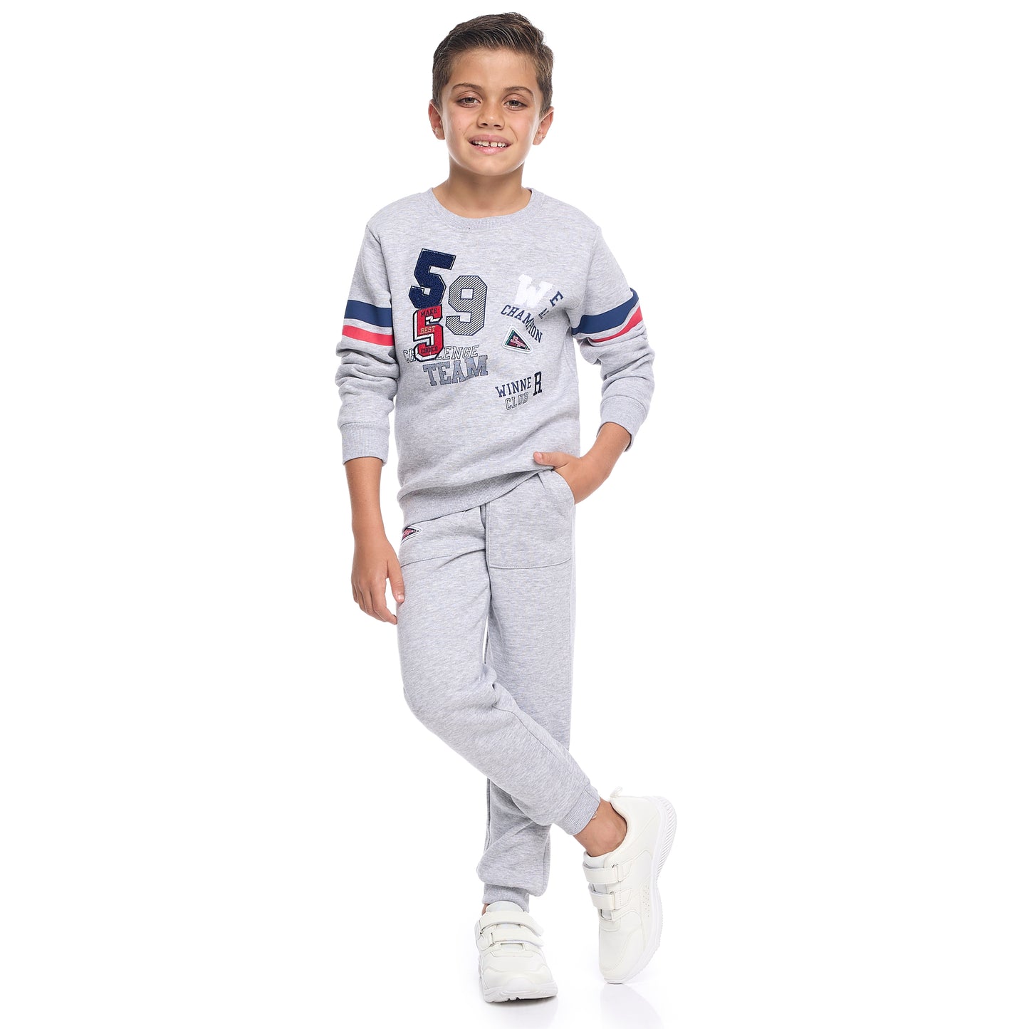 Boys Team Print Fleece Co-ord Set - Grey Sweatshirt & Joggers
