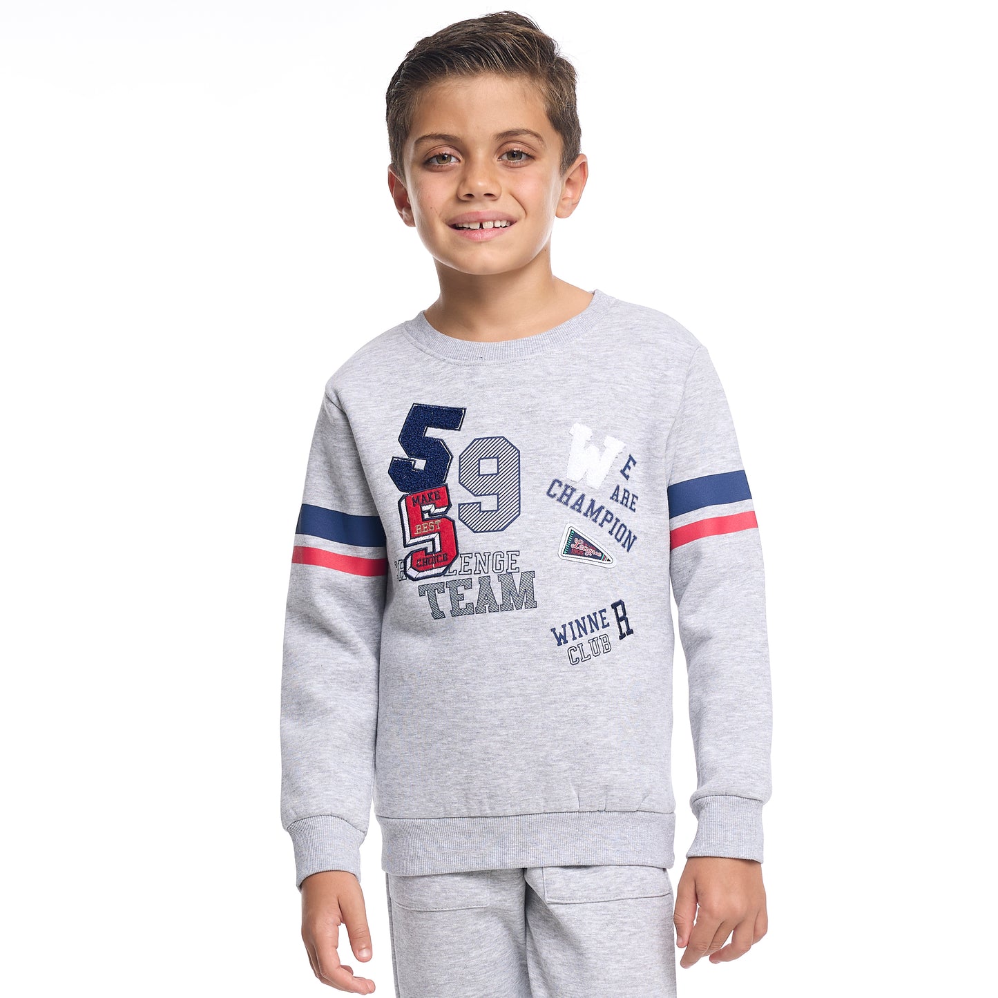 Boys Team Print Fleece Co-ord Set - Grey Sweatshirt & Joggers
