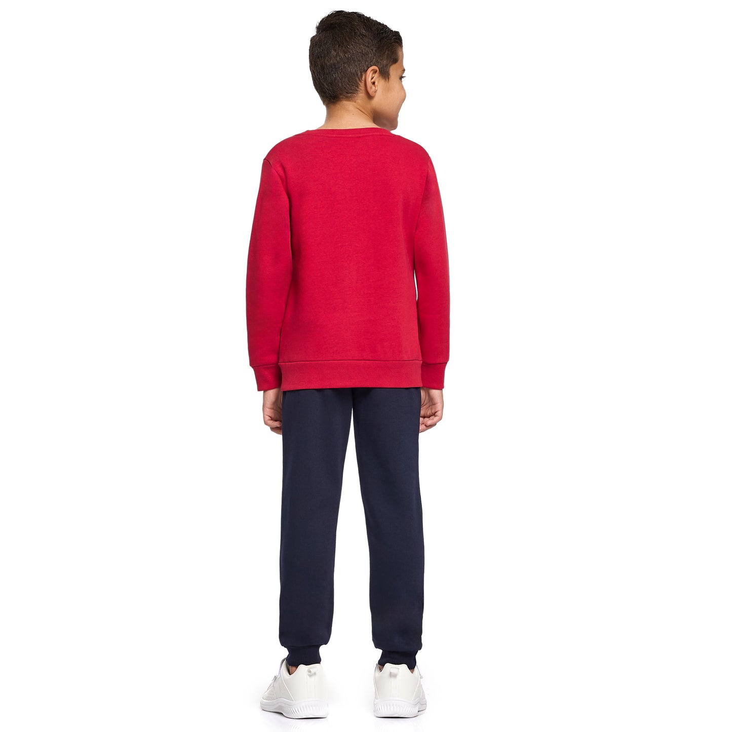 Boys' Red & Navy Winter Fleece Set – Sweatshirt & Jogger with "Make Best Choices" Print