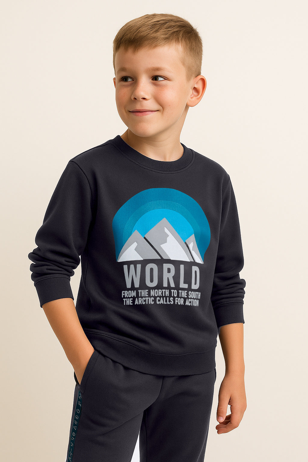 Boys’ Adventure Graphic Sweatshirt & Joggers – Charcoal Grey Fleece Set