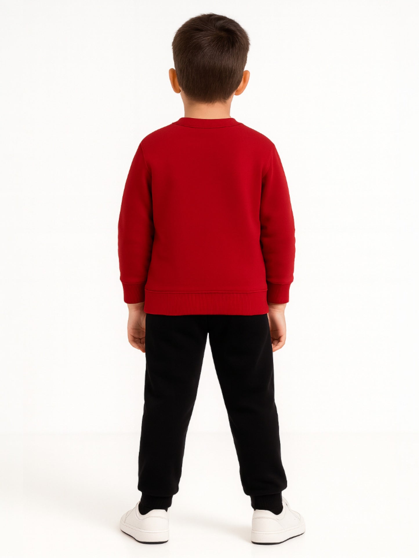 Boys’ Trendy  Winter Tracksuit – Red Sweatshirt & Black Joggers with NYC Print