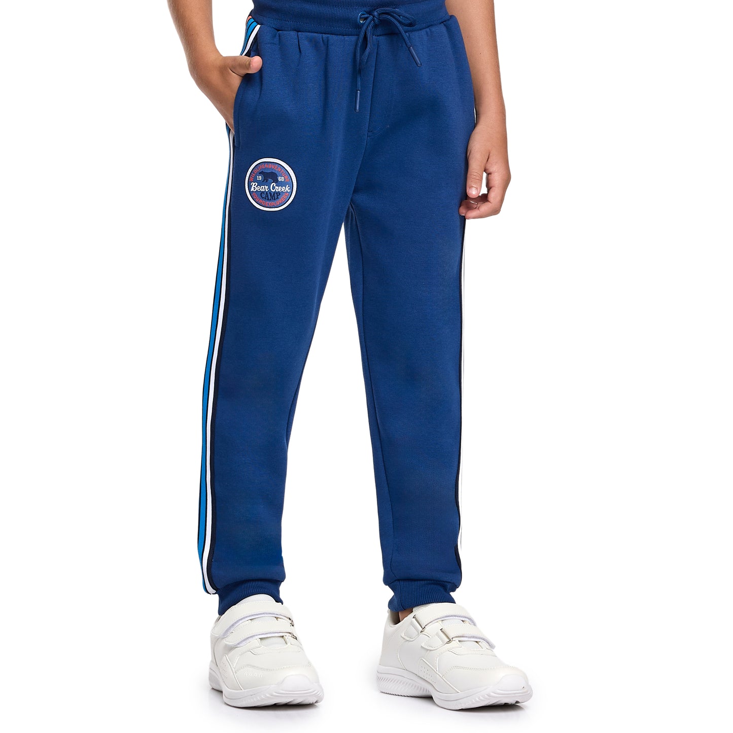 Boys’ Warm Fleece Sweatshirt & Jogger Set – “Adventure” Graphic | Coral & Navy