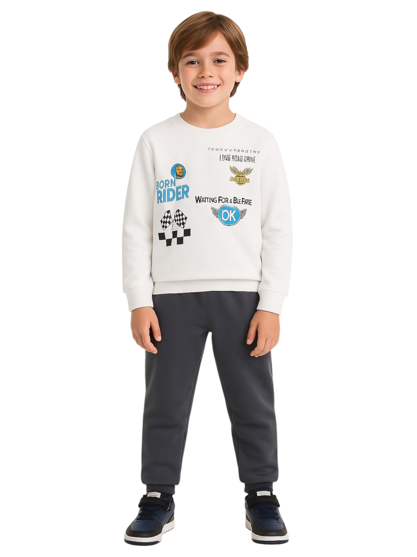 Boys’ Racing Style Set – Graphic Sweatshirt & Joggers