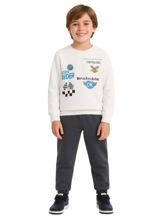 Boys’ Racing Style Set – Graphic Sweatshirt & Joggers