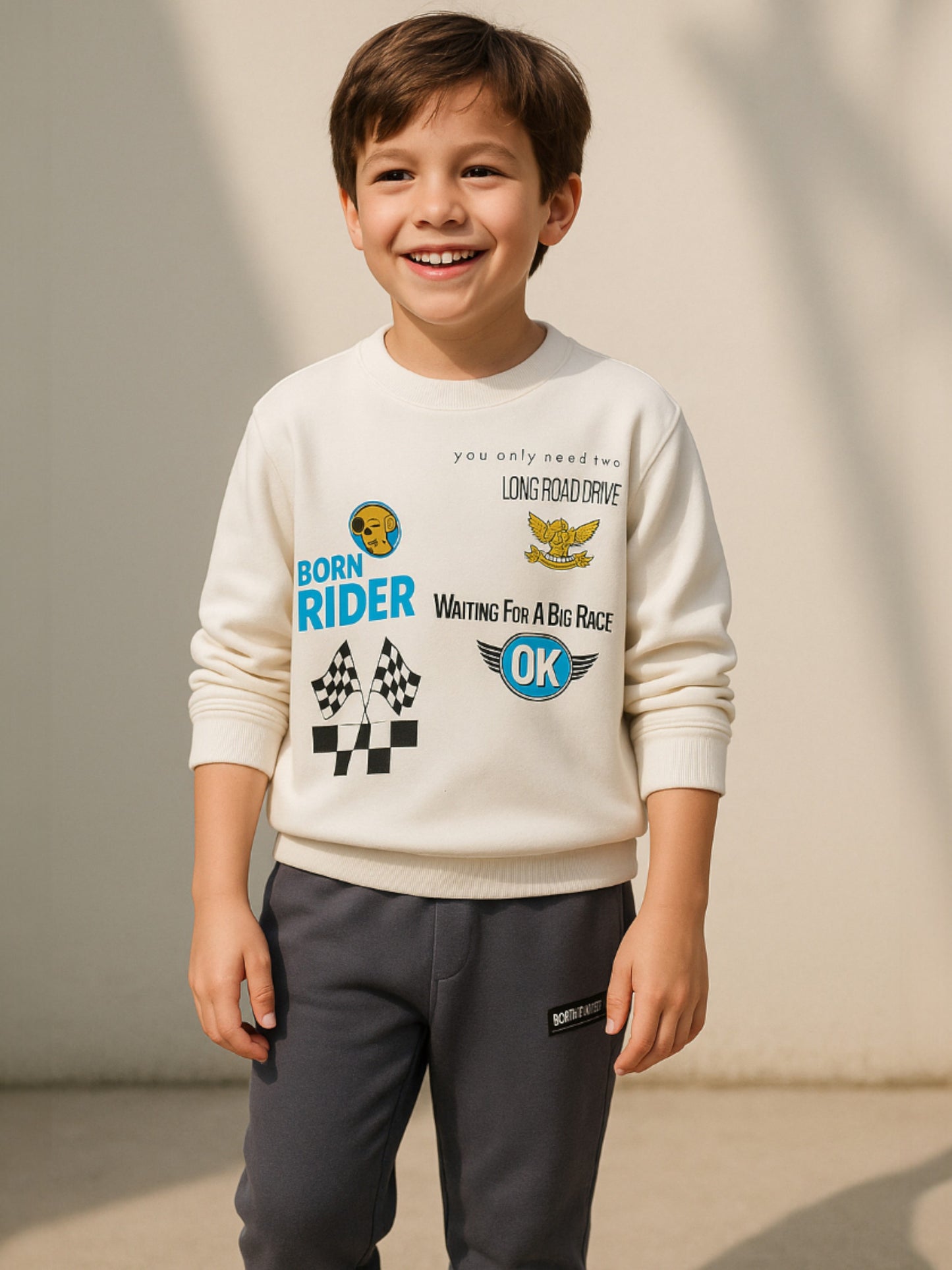 Boys’ Racing Style Set – Graphic Sweatshirt & Joggers