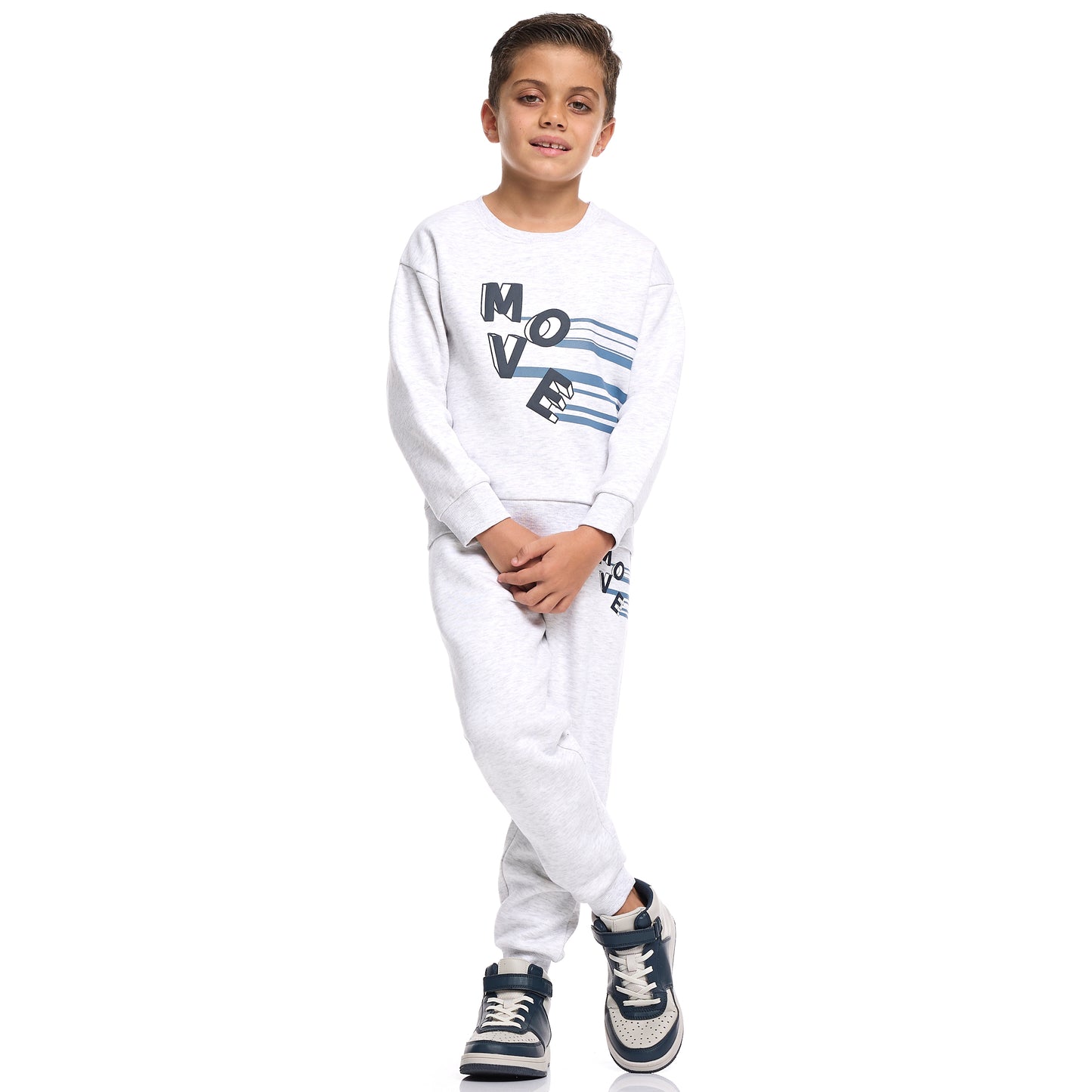 Boys’ MOVE Tracksuit – Grey Melange Sweatshirt & Joggers