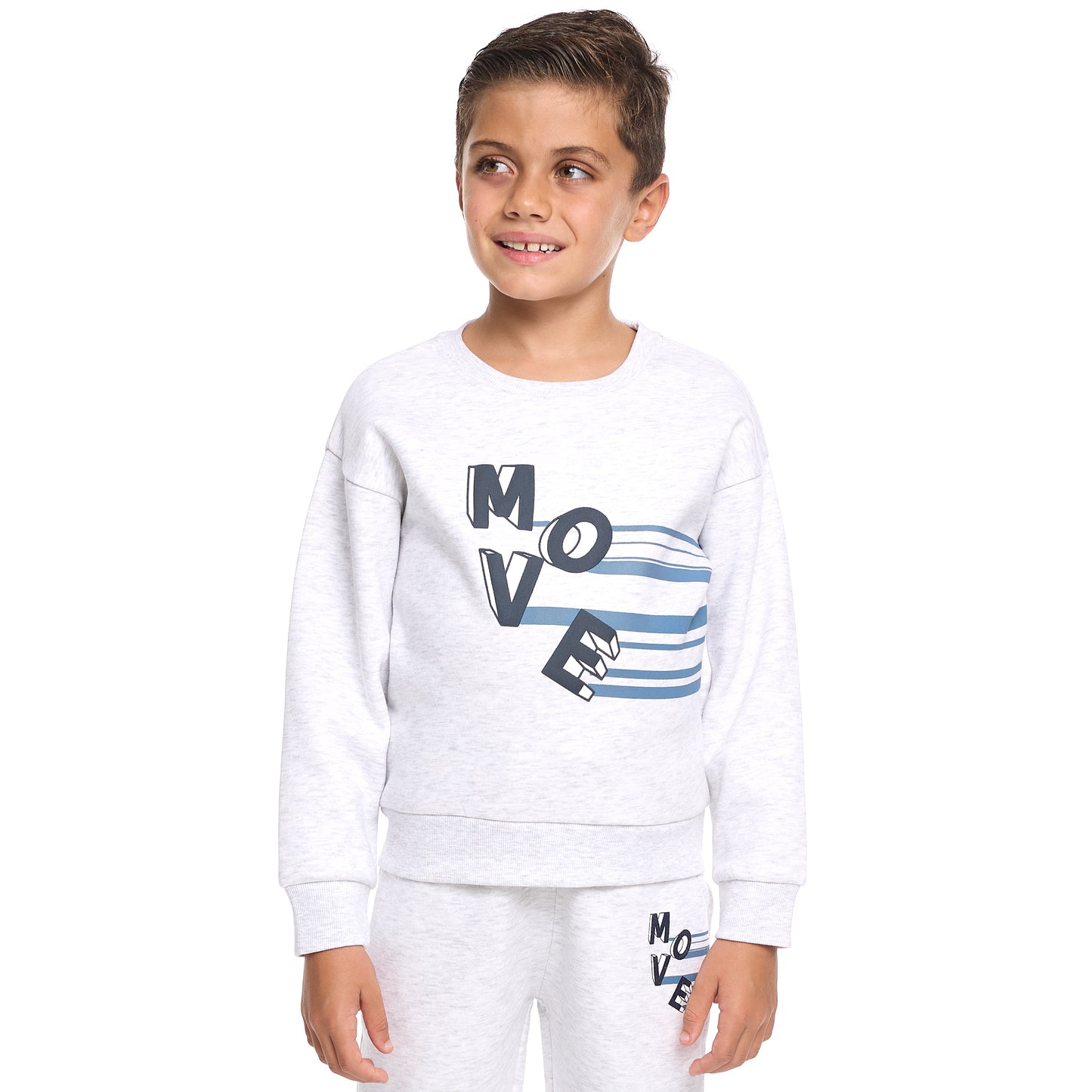 Boys’ MOVE Tracksuit – Grey Melange Sweatshirt & Joggers