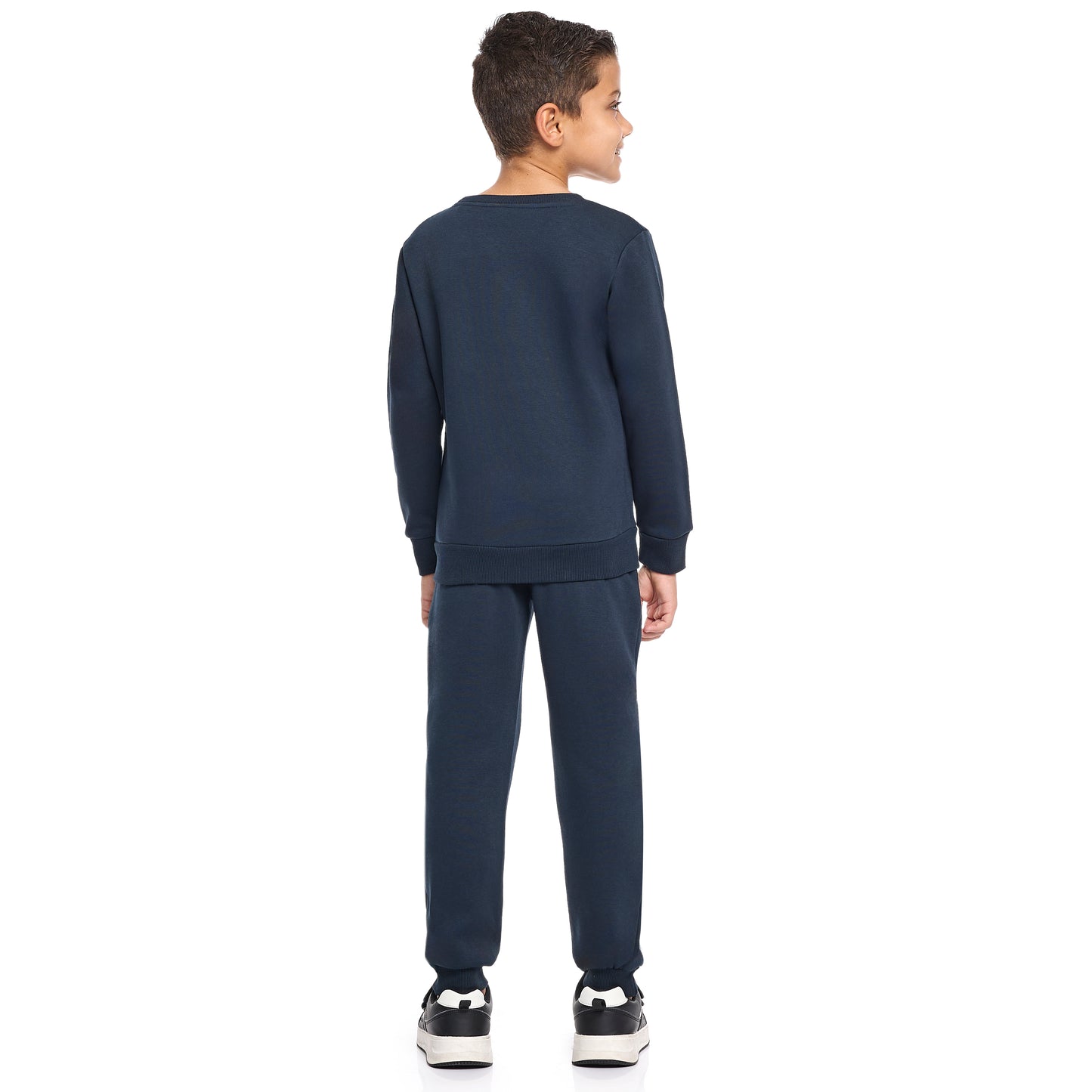 Boys’ Casual Tracksuit – Navy Blue Football Graphic Sweatshirt & Joggers
