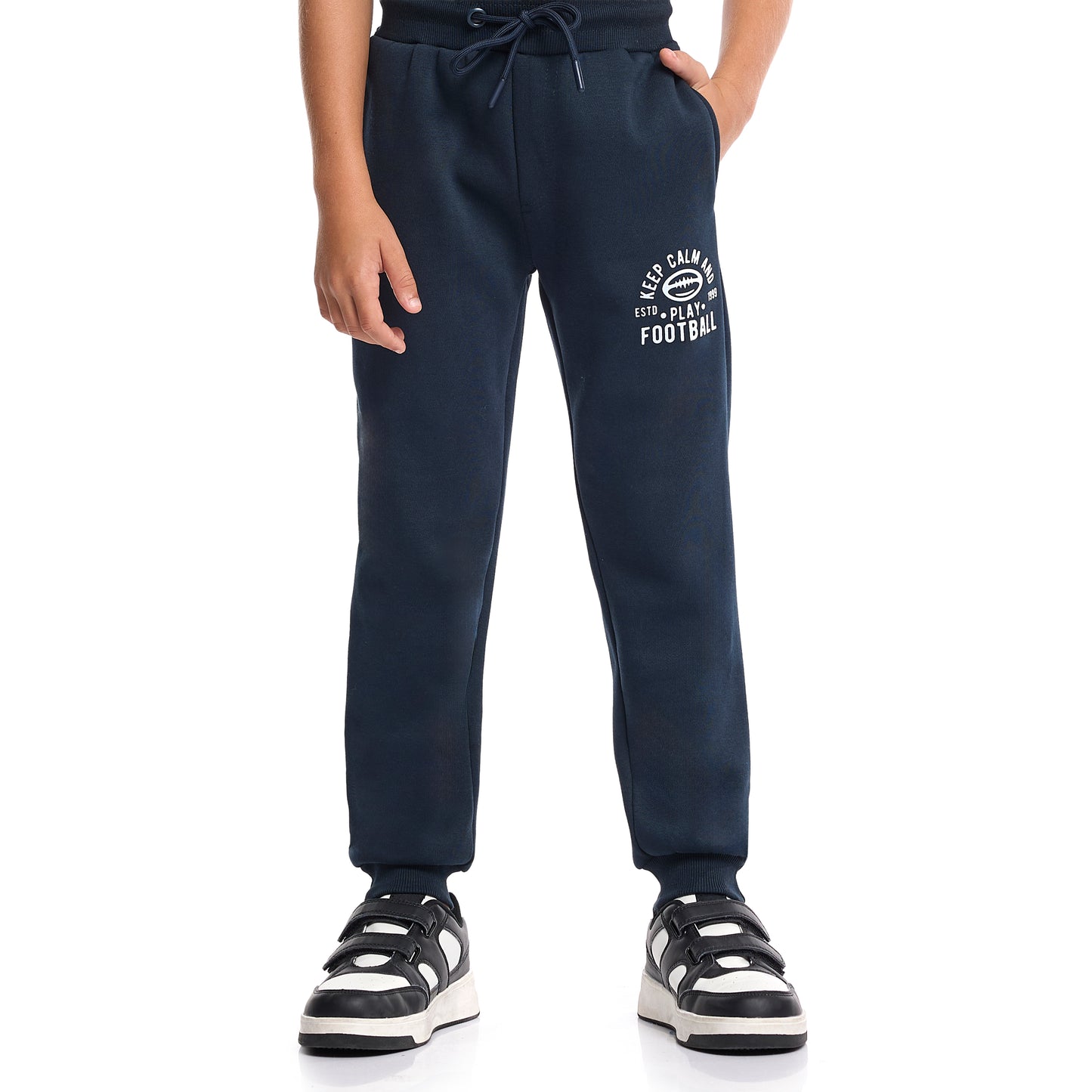 Boys’ Casual Tracksuit – Navy Blue Football Graphic Sweatshirt & Joggers