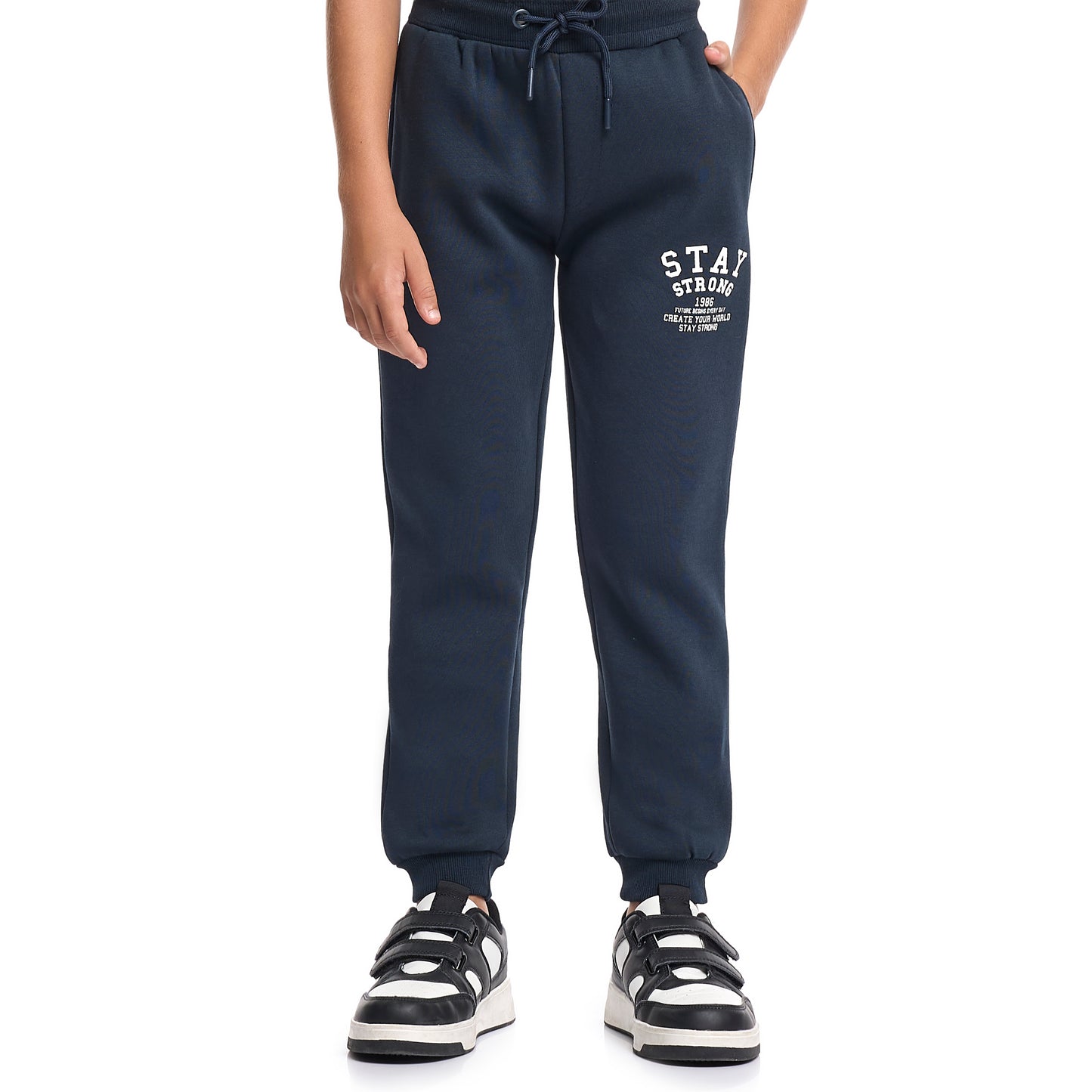 Boys’ Casual Winter Set – Navy Stay Strong Graphic Top & Bottom