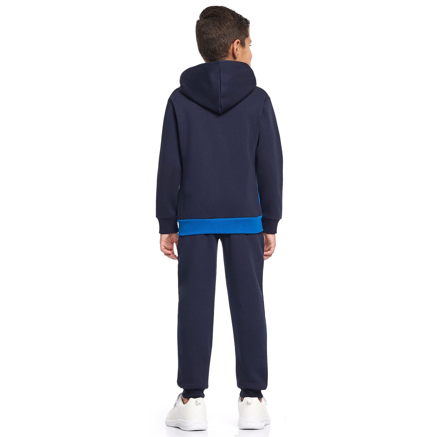 Boys’ Navy & Blue Colorblock Hoodie Tracksuit – Zip-Up Sweatshirt & Joggers Set