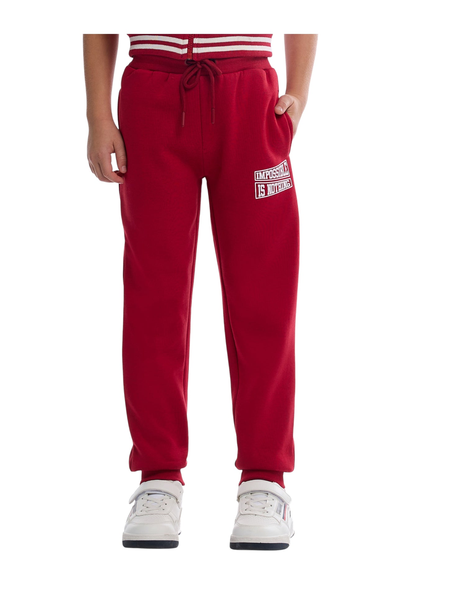 Boys' Trendy Red & White Sports Tracksuit – Break the Rule Print