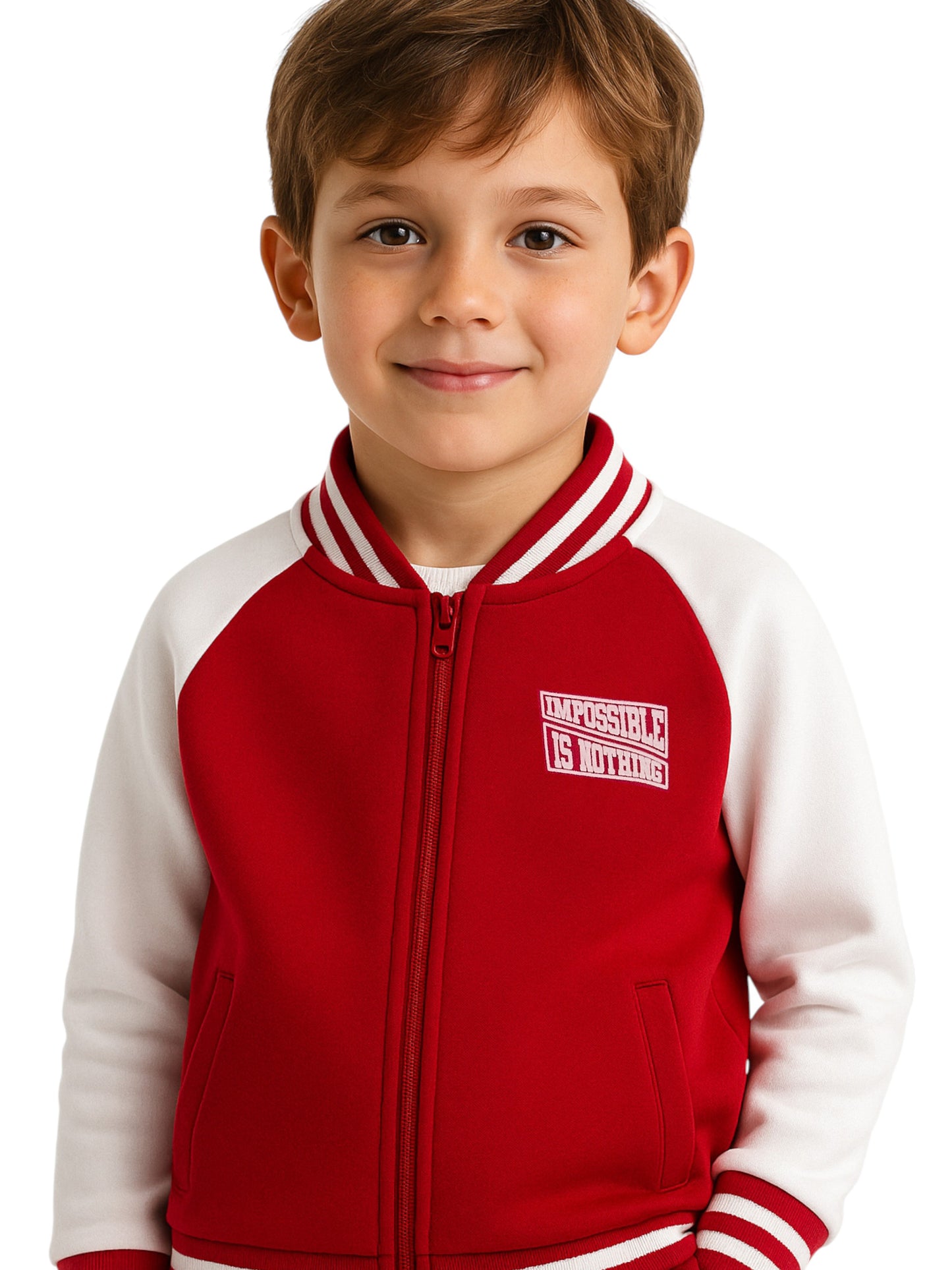 Boys' Trendy Red & White Sports Tracksuit – Break the Rule Print