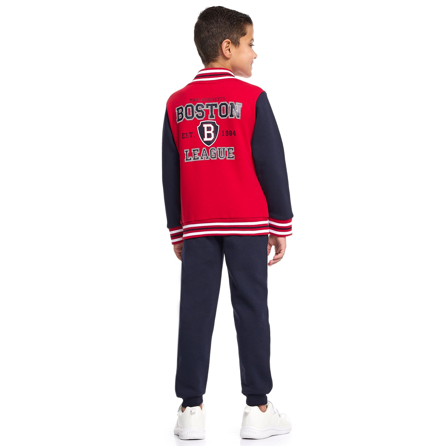 Boys’ 2-Piece Zipper Jacket & Jogger Set – Warm Fleece Outfit with Collar & Side Pockets