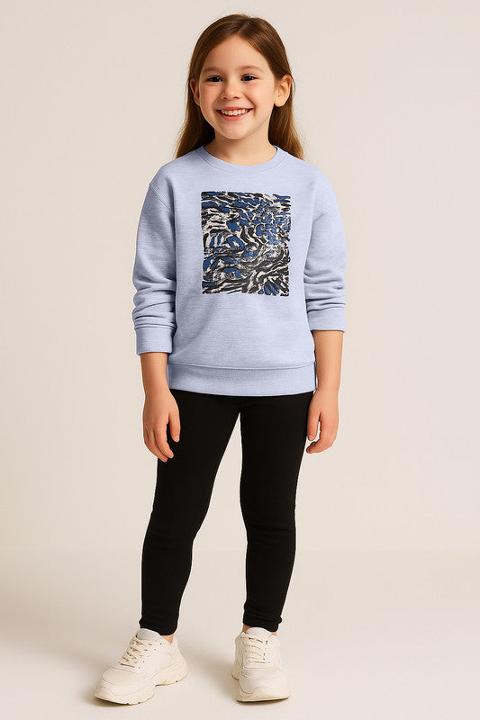 Girls’ Animal Print Patch Sweatshirt - Grey - Relaxed Fit
