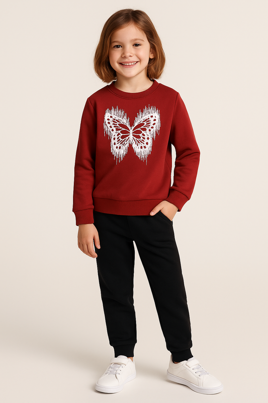 Girls'  – Butterfly Print Sweatshirt | 100% Cotton