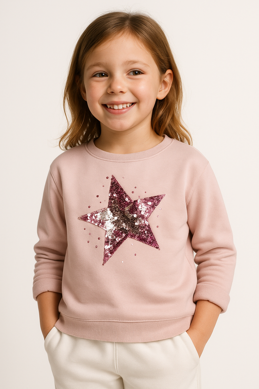 Girls’ – Star Print Sweatshirt | 100% Cotton
