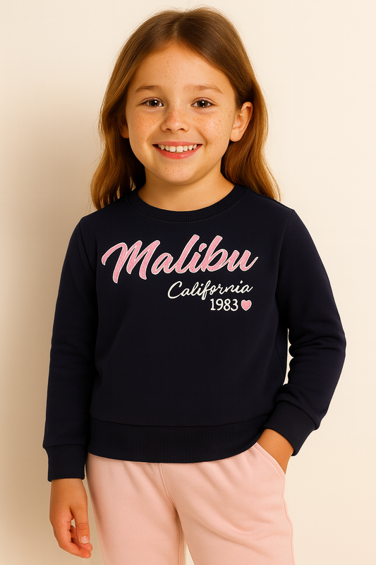 Girls’ – “Malibu California 1983” Slogan Sweatshirt | 100% Cotton,