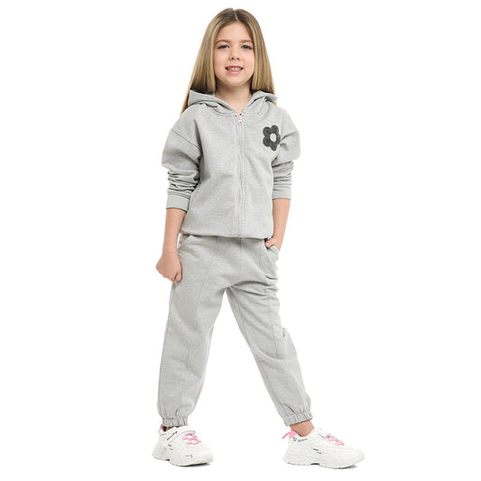 Girls Très Chic Reversible Sequin Fleece Set – Light Grey 2-Piece Outfit
