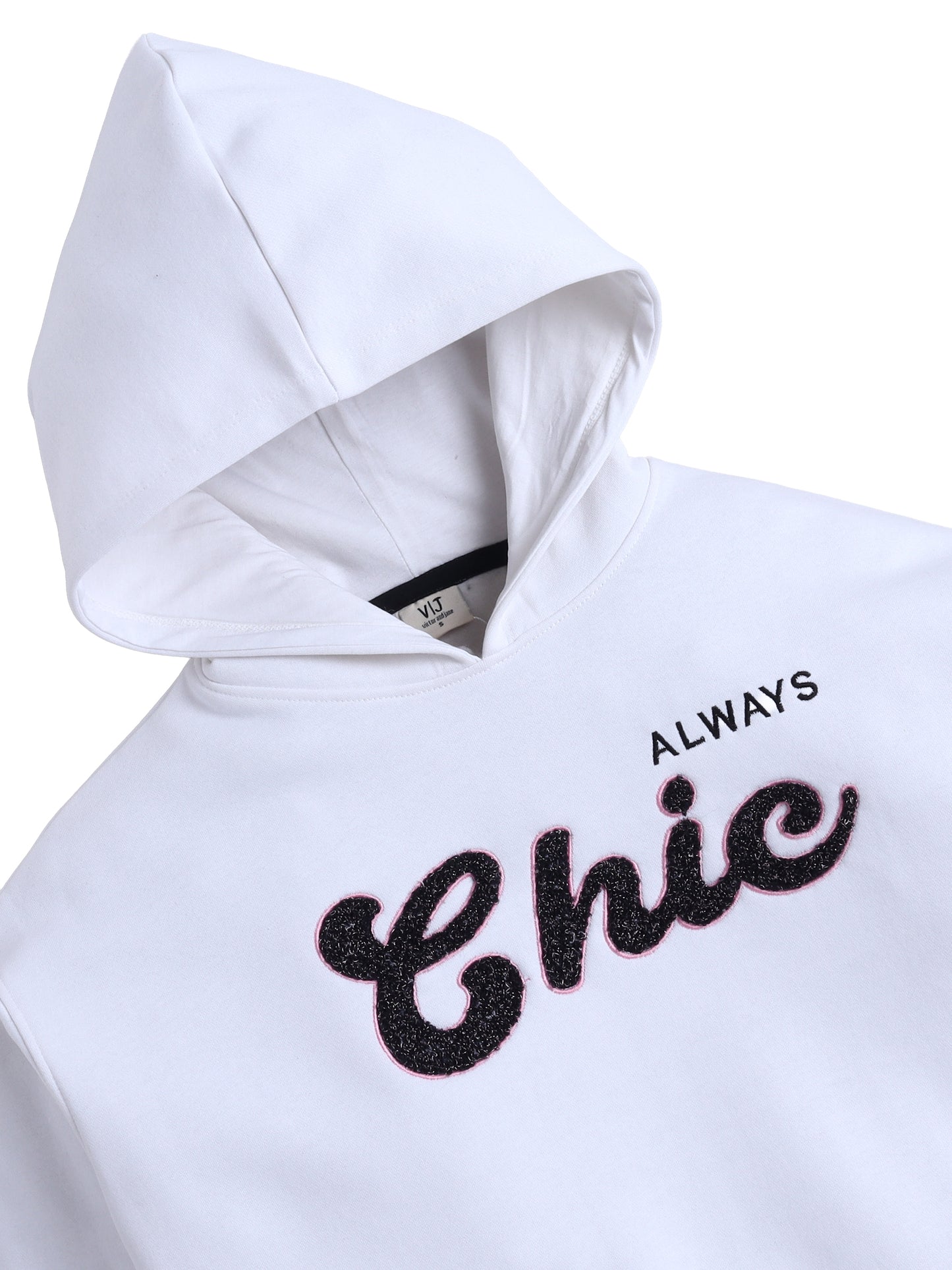 “Always Chic” Hoodie for Ladies – Off-White | 100% Cotton Fleece |