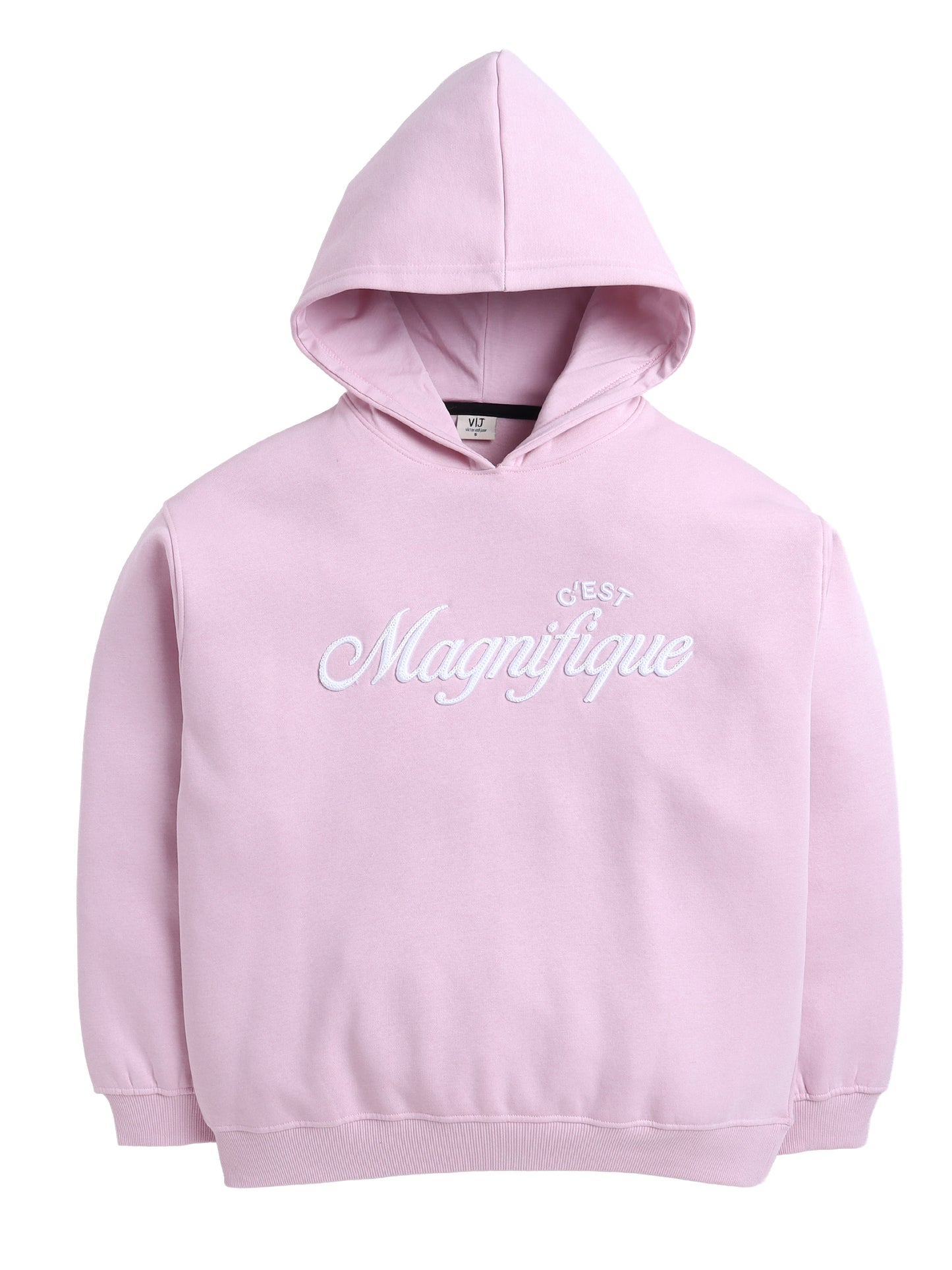 “C'est Magnifique” Graphic Hoodie for Ladies – Blush Pink | 100% Cotton Fleece |