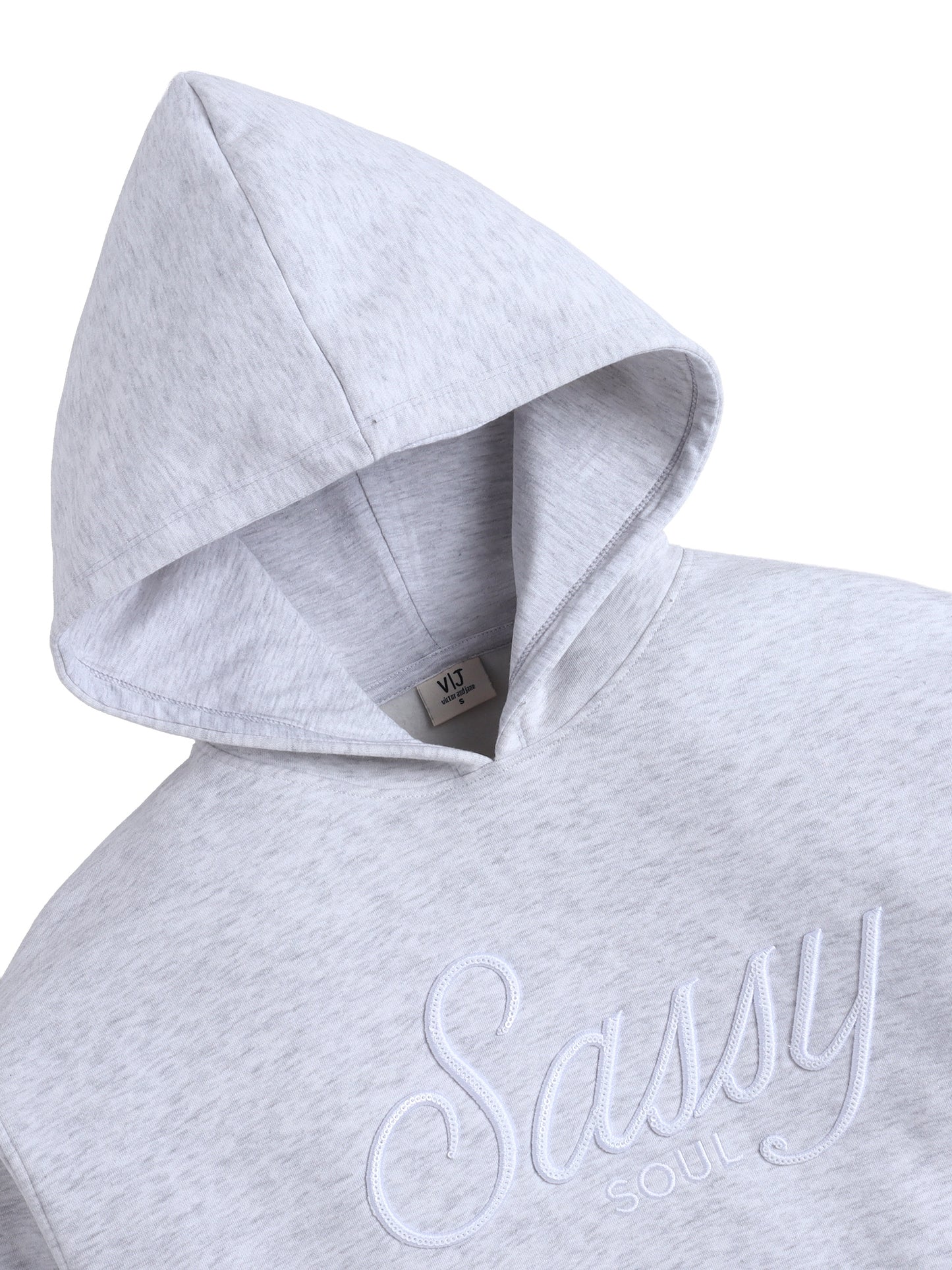 “Sassy Soul” Girls' Graphic Hoodie – Heather Grey | 100% Cotton Fleece |