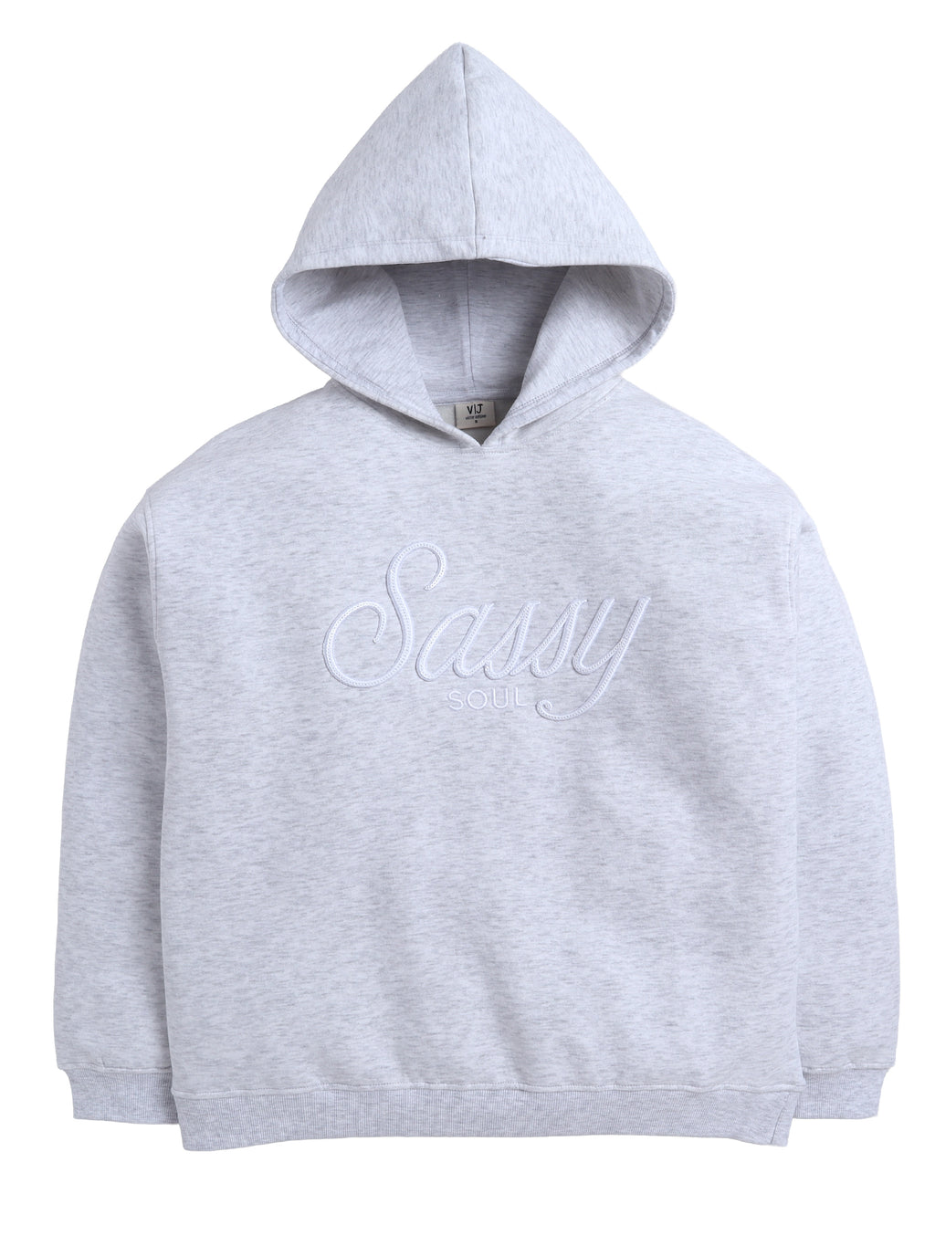 Œsassy Soul” Ladies' Graphic Hoodie “ Heather Grey | 100% Cotton Fleece |