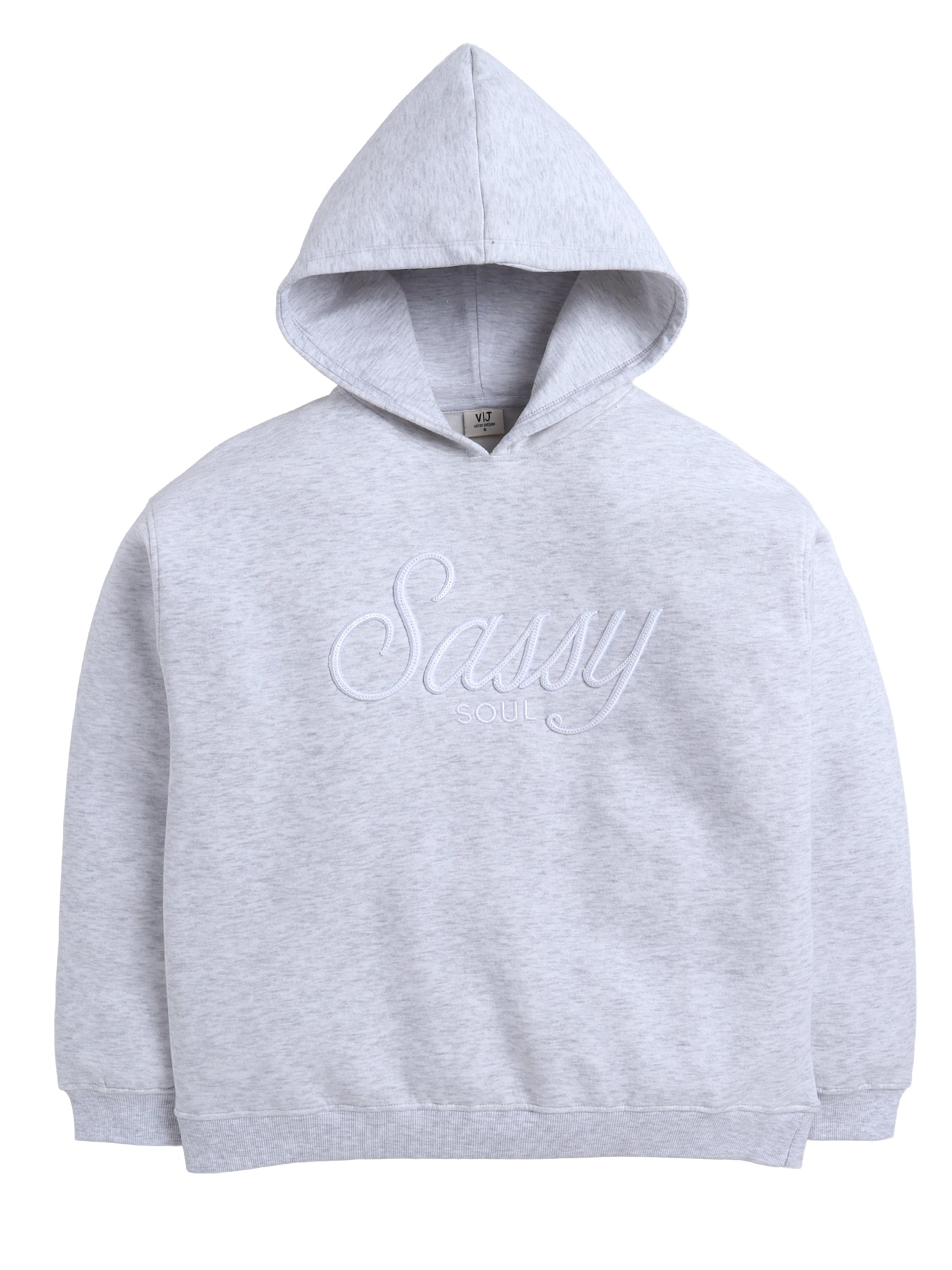 Œsassy Soul” Ladies' Graphic Hoodie “ Heather Grey | 100% Cotton Fleece |