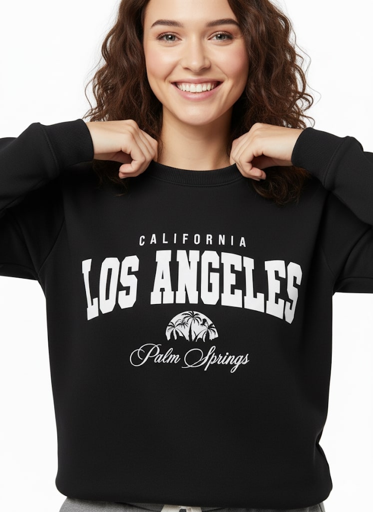 Ladies’ “Los Angeles” Graphic Pullover – 100% Cotton Fleece