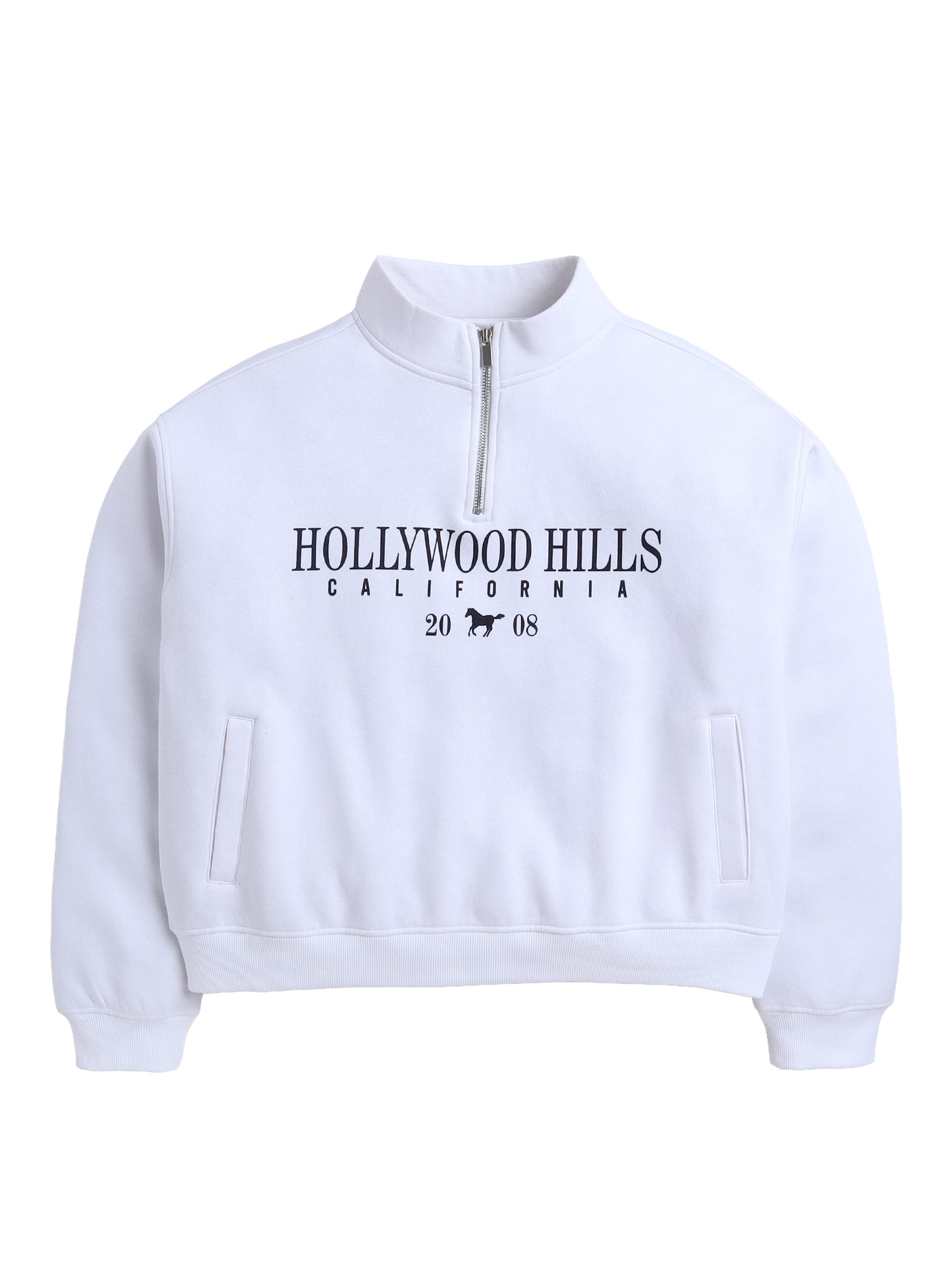 Half-Zip Pullover – “Hollywood Hills California” | 100% Cotton Fleece, 280 GSM