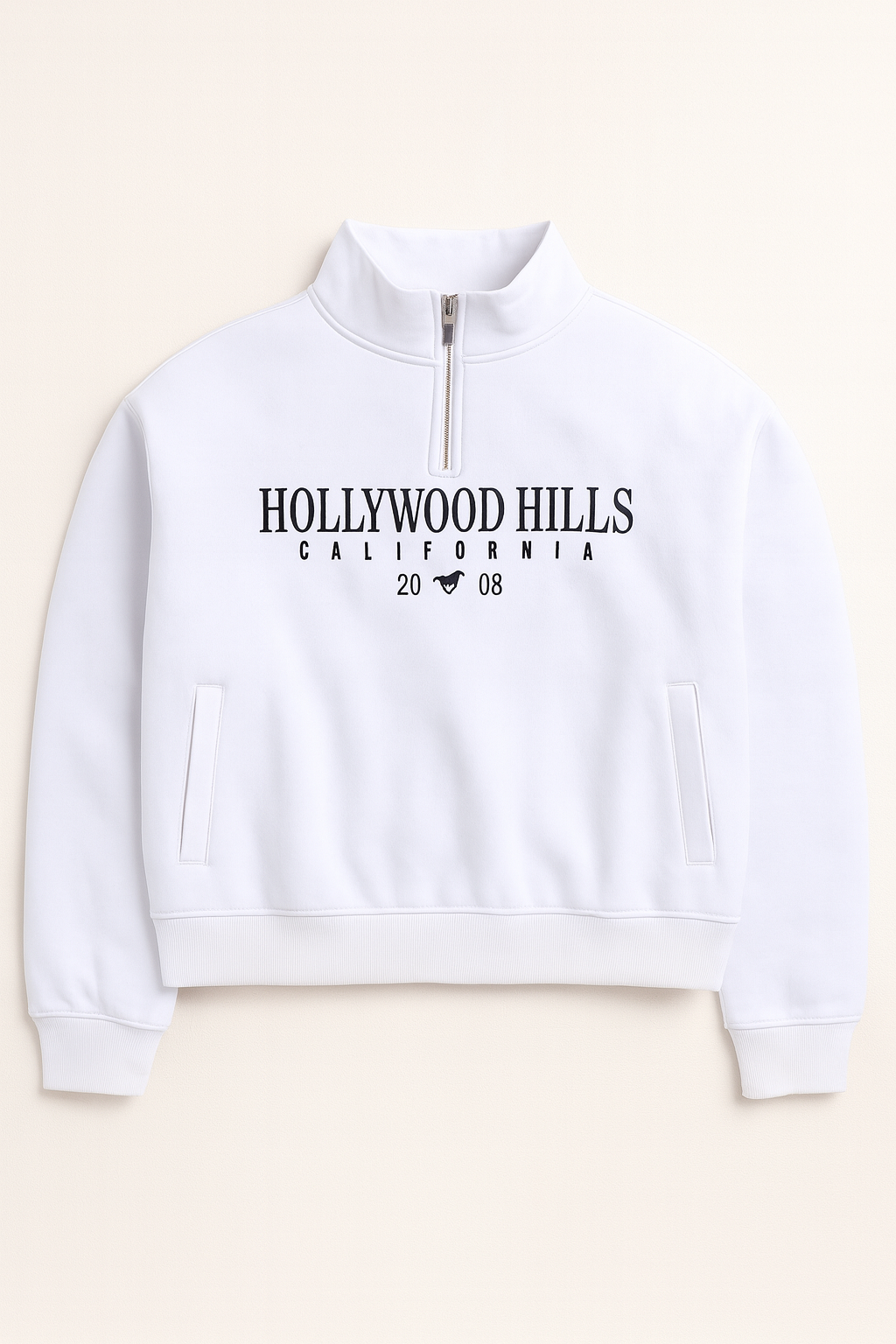Half-Zip Pullover – “Hollywood Hills California” | 100% Cotton Fleece, 280 GSM