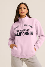 Œlos Angeles California” Half-Zip Pullover “ 100% Cotton Fleece Sweatshirt | 280 Gsm