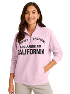 Œlos Angeles California” Half-Zip Pullover “ 100% Cotton Fleece Sweatshirt | 280 Gsm