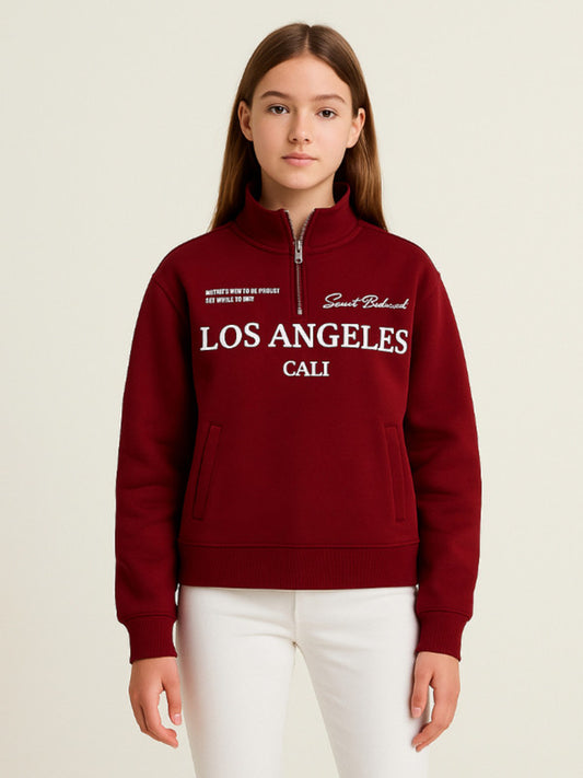 “Los Angeles Cali” Half-Zip Sweatshirt – 100% Cotton Fleece Pullover | 280 GSM