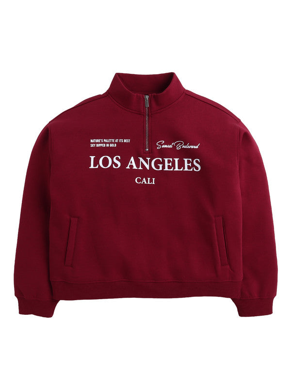 Œlos Angeles Cali” Half-Zip Sweatshirt “ 100% Cotton Fleece Pullover | 280 Gsm