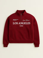 Œlos Angeles Cali” Half-Zip Sweatshirt “ 100% Cotton Fleece Pullover | 280 Gsm