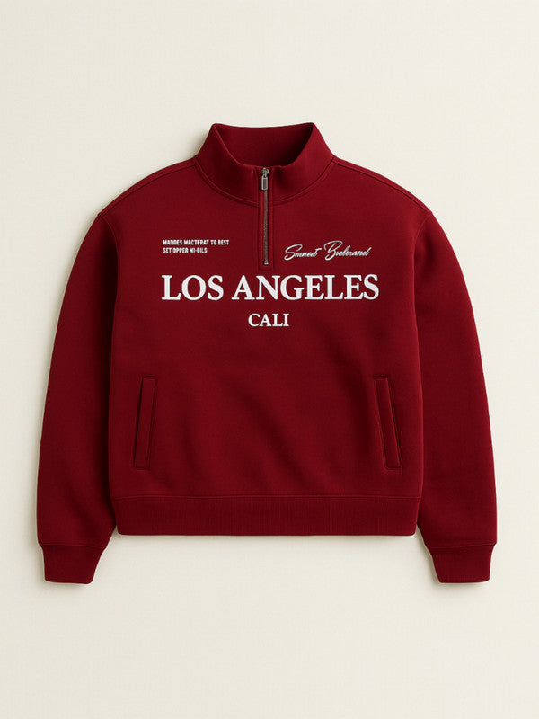 Œlos Angeles Cali” Half-Zip Sweatshirt “ 100% Cotton Fleece Pullover | 280 Gsm