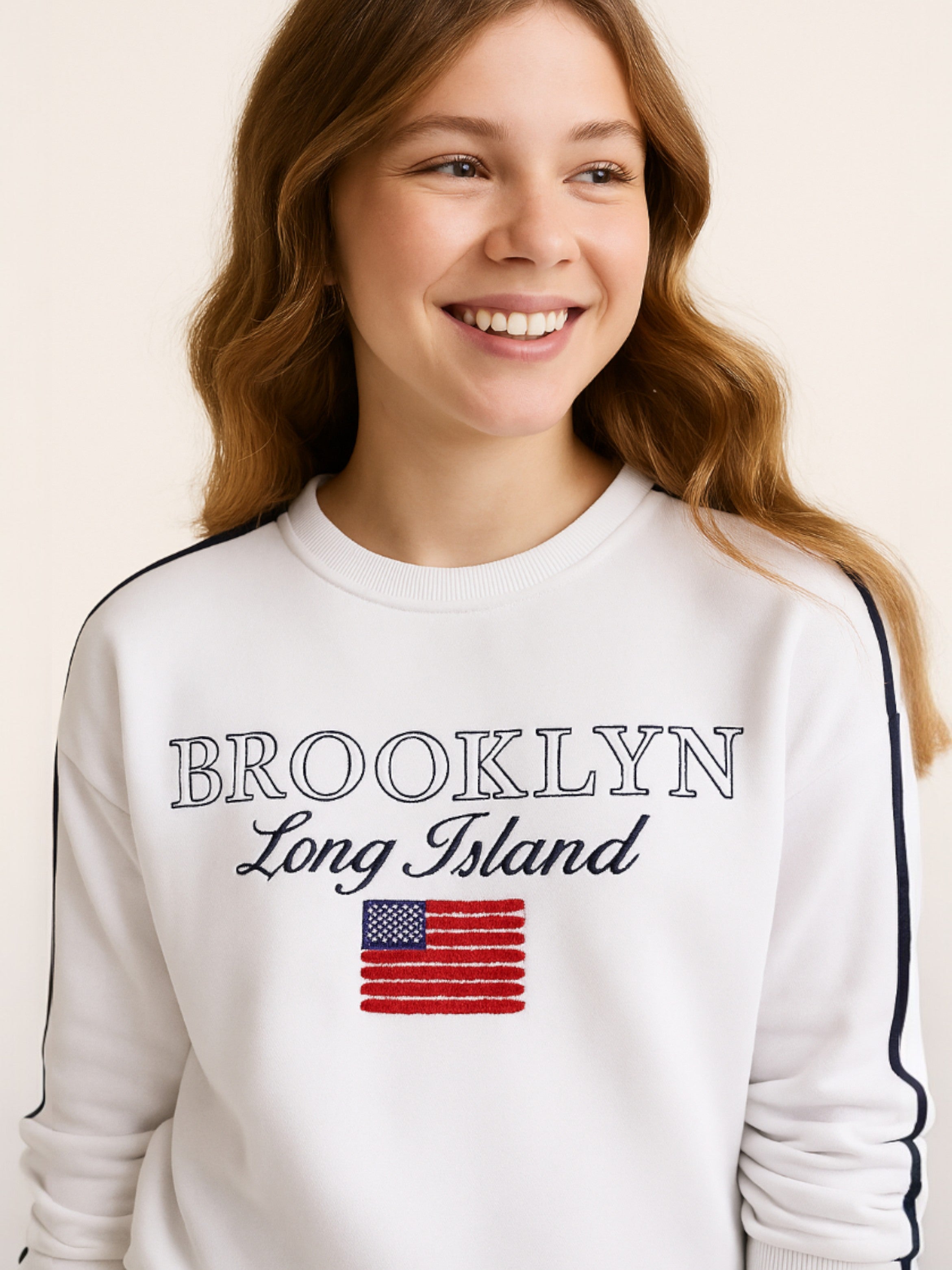 Brooklyn Graphic Sweatshirt “ Off White | 100% Cotton Fleece |