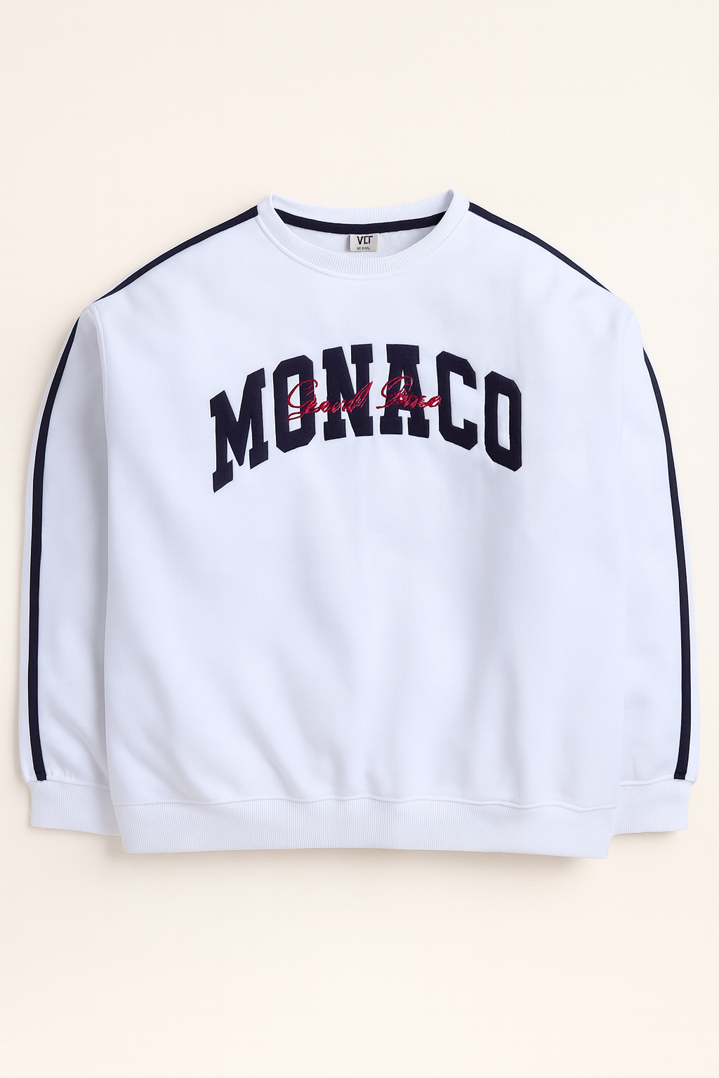 Œmonaco” Ladies' Varsity Sweatshirt “ Off-White | 100% Cotton Fleece |
