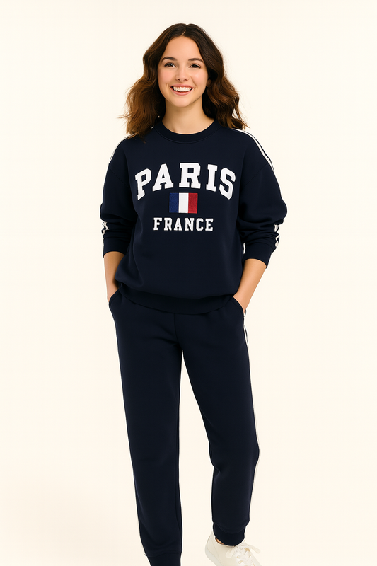 2-Piece Set - “Paris France” Cotton Fleece