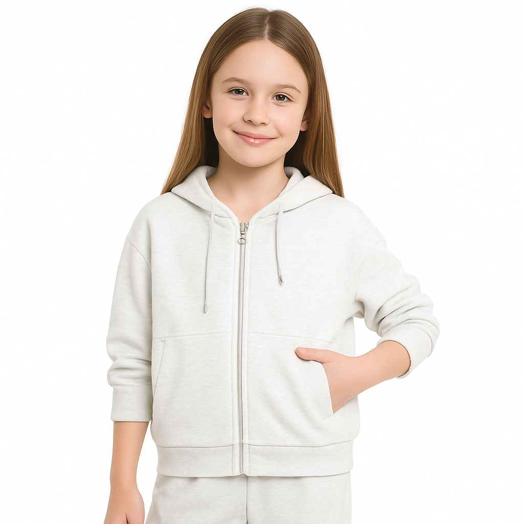 Girls - 2 Piece Set-  Zip-Front Hoodie & Wide-Leg Trousers Set