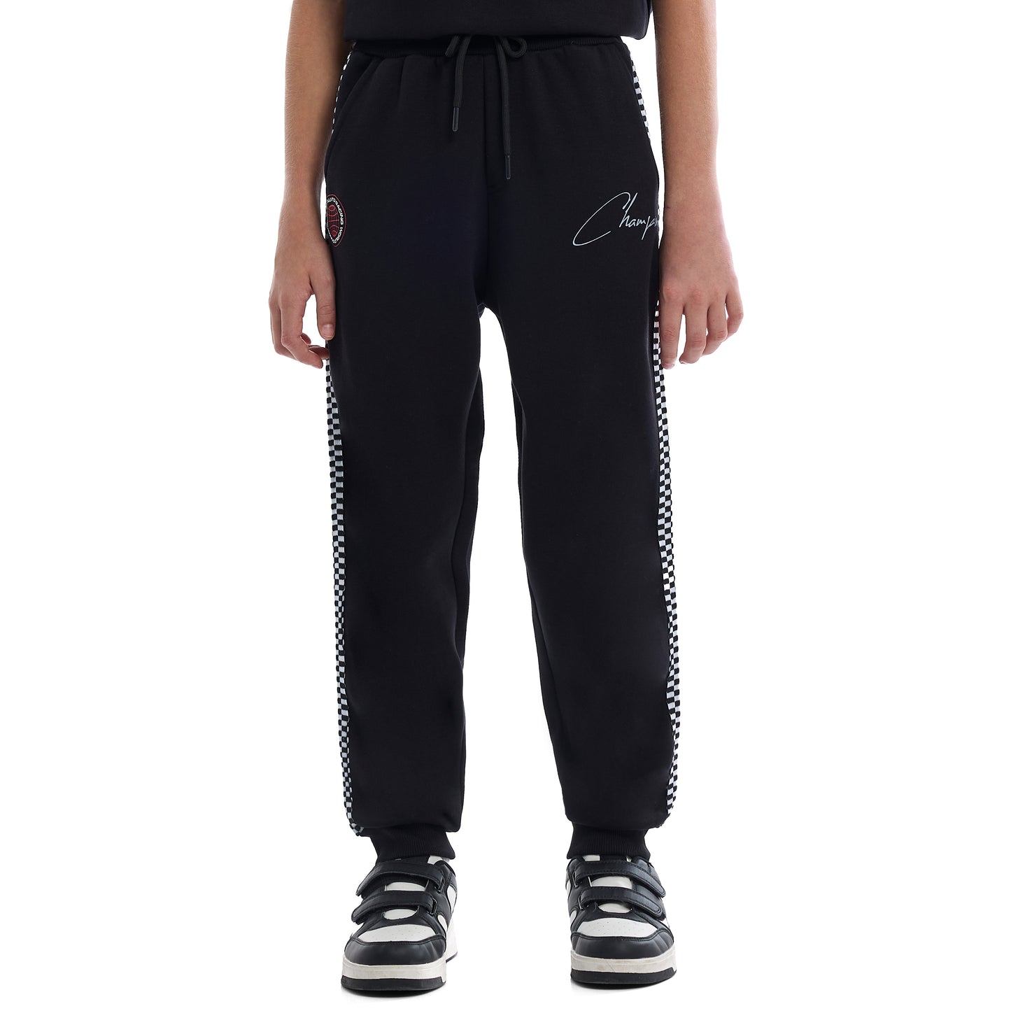 Kids Black Pullover Hoodie & Joggers Set with “World Explorer” Logo