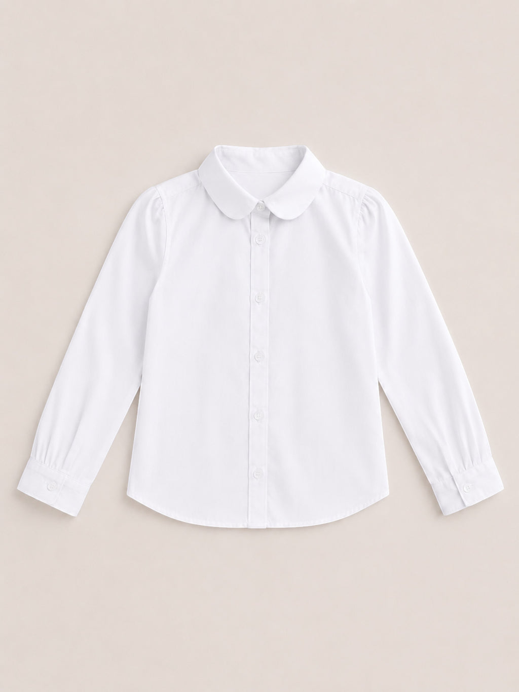 Girls Long Sleeve Collared Shirt- White
