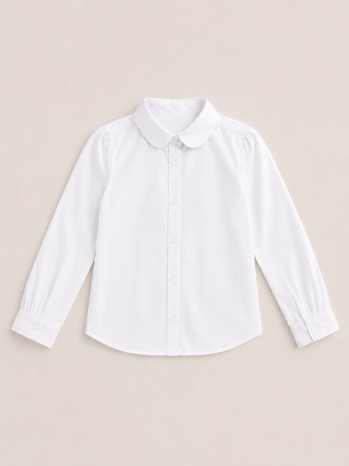 Girls Long Sleeve Collared Shirt- White