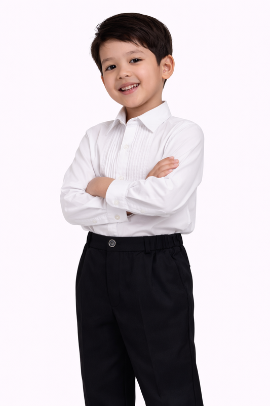 Boys 4 Pc set Formal Shirt, Trousers, Suspenders & Bow Tie Set
